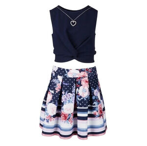 Beautees Girl's Sleeveless Top & Skirt 2 Piece Set